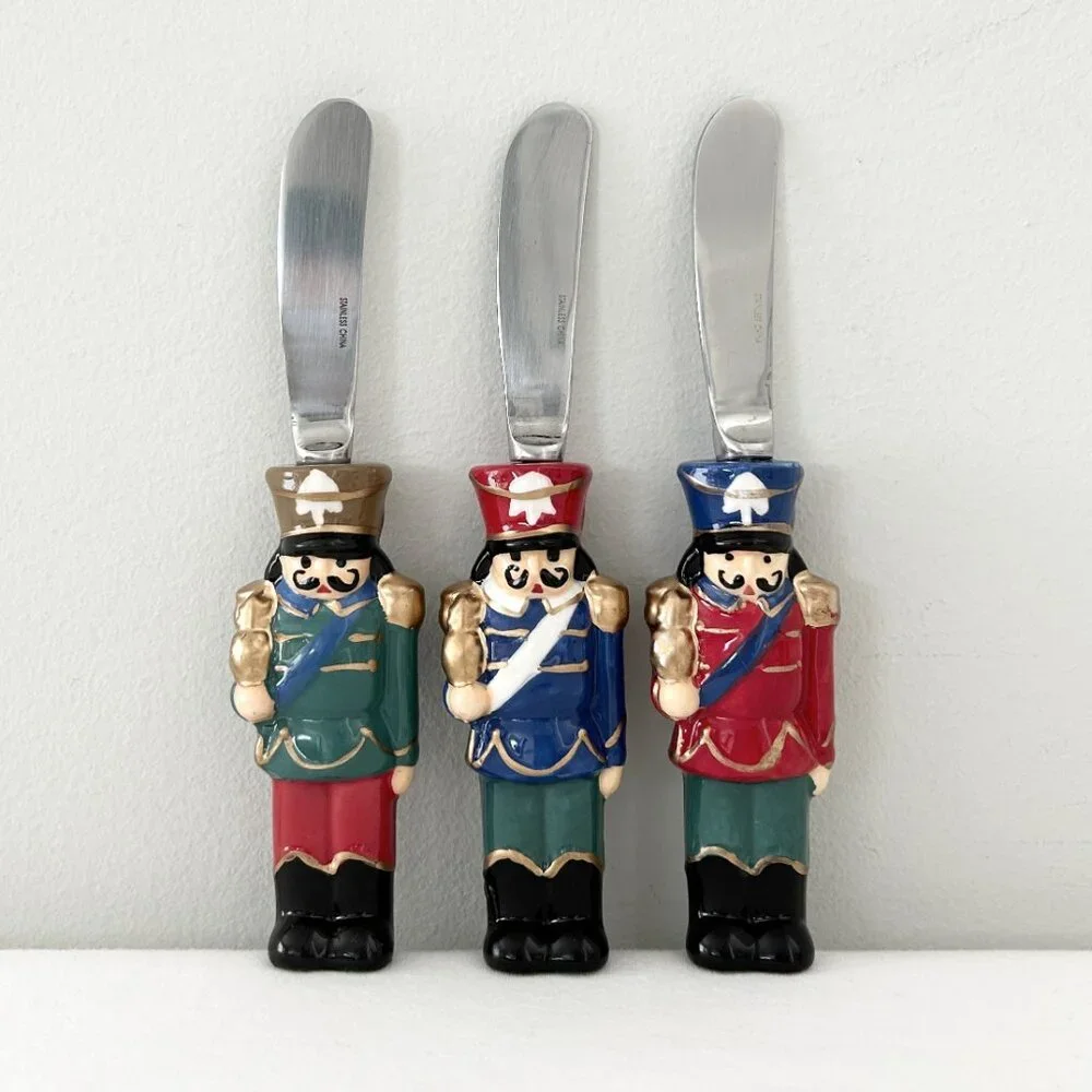 Williams Sonoma Twas the Night Spreader Set of 3 Ceramic Christmas Nutcracker